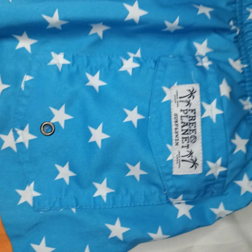 Free Planet Swim Trunks. Men's 3xl. Stars And‎ Rainbow Stripes.